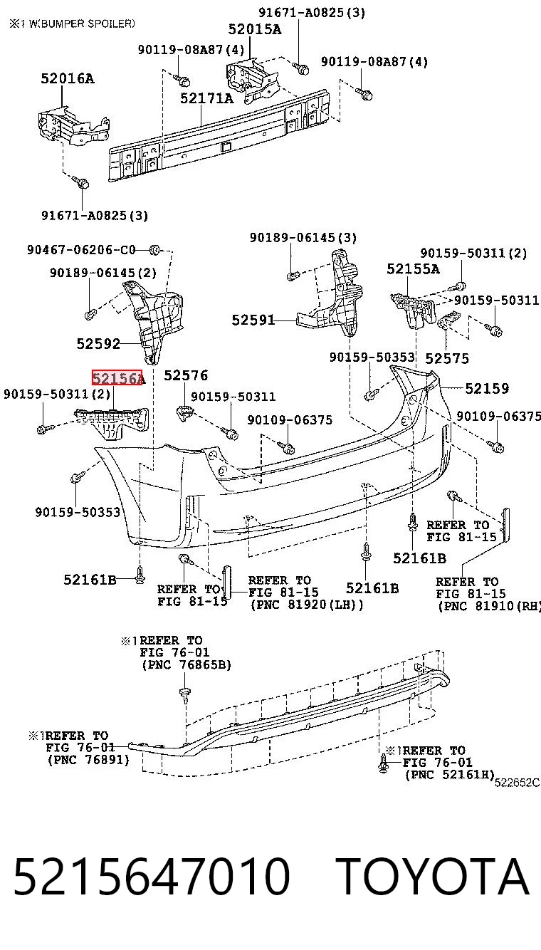 5215647010 Toyota Wspornik zderzaka tylnego lewy zewnętrzny