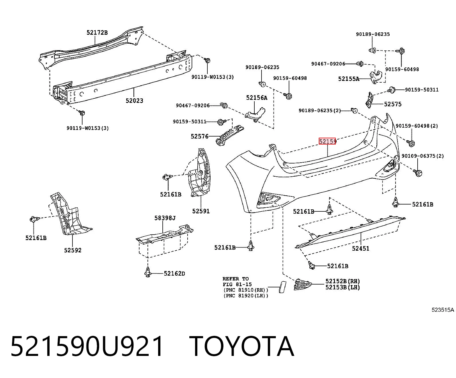 521590U921 Toyota Zderzak tylny