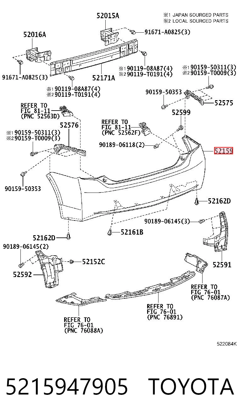 5215947905 Toyota Zderzak tylny