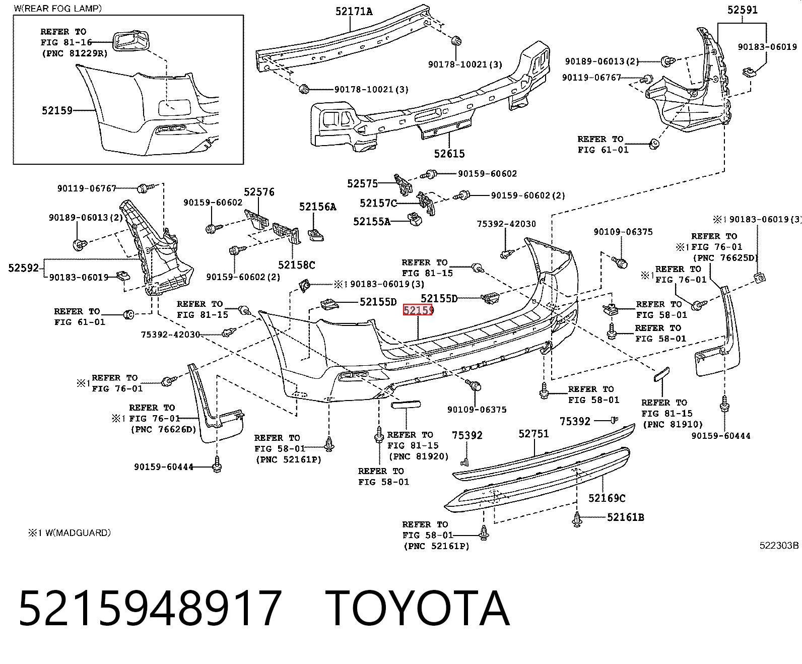 Zderzak tylny do Toyota Highlander II U4