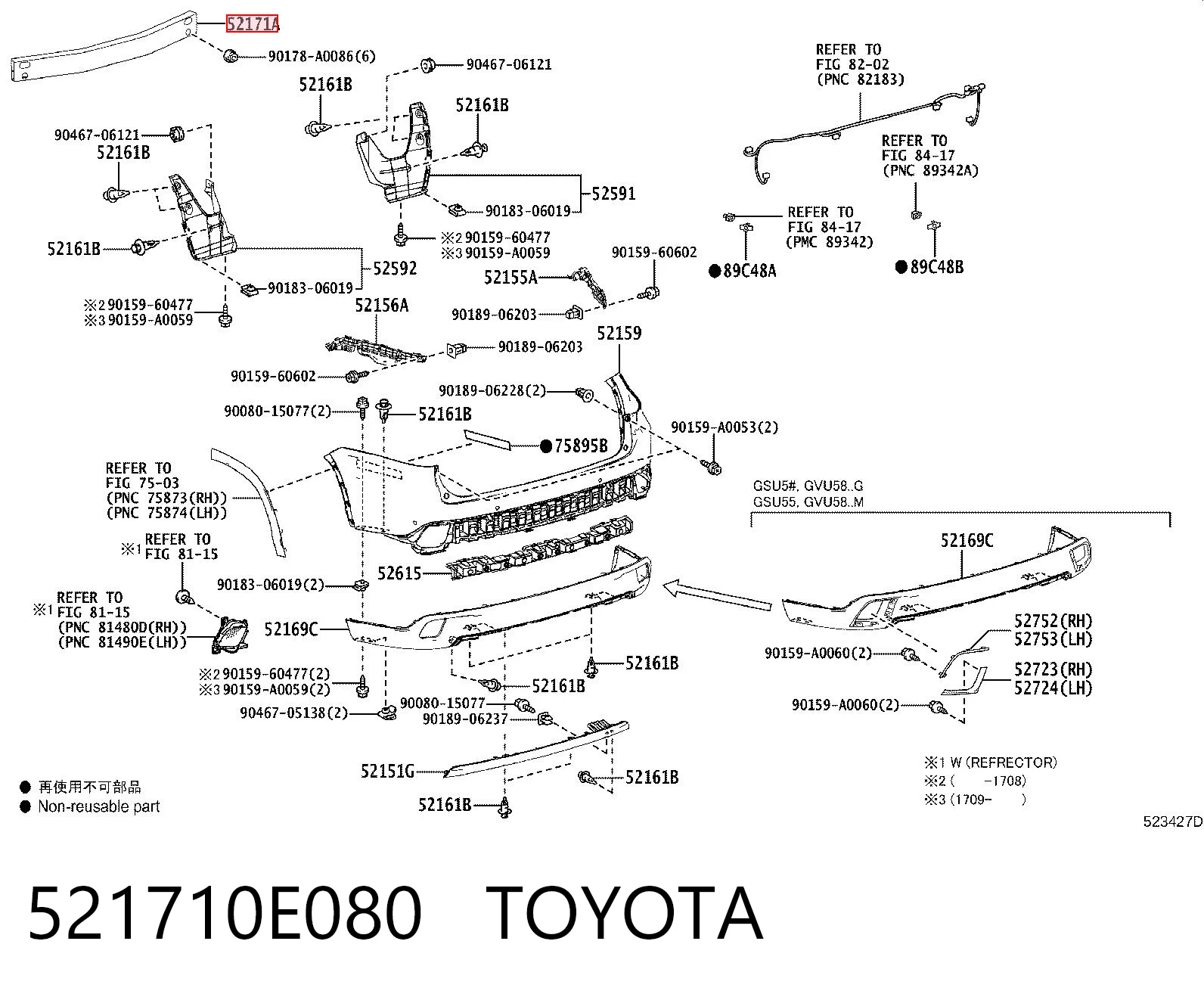 Wzmocnienie zderzaka tylnego do Toyota Highlander III U5
