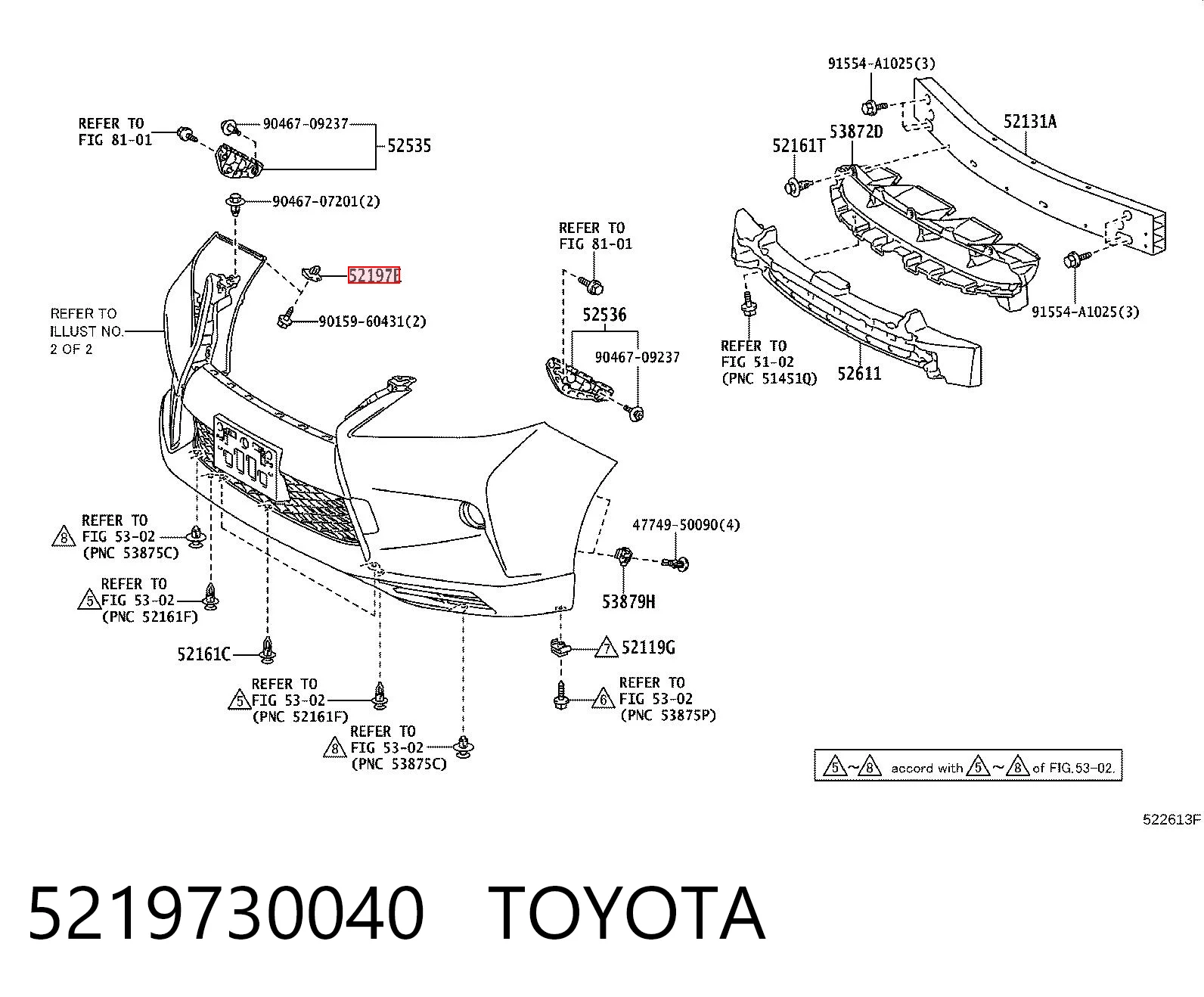 5219730040 Toyota Spinka mocowania zderzaka przedniego
