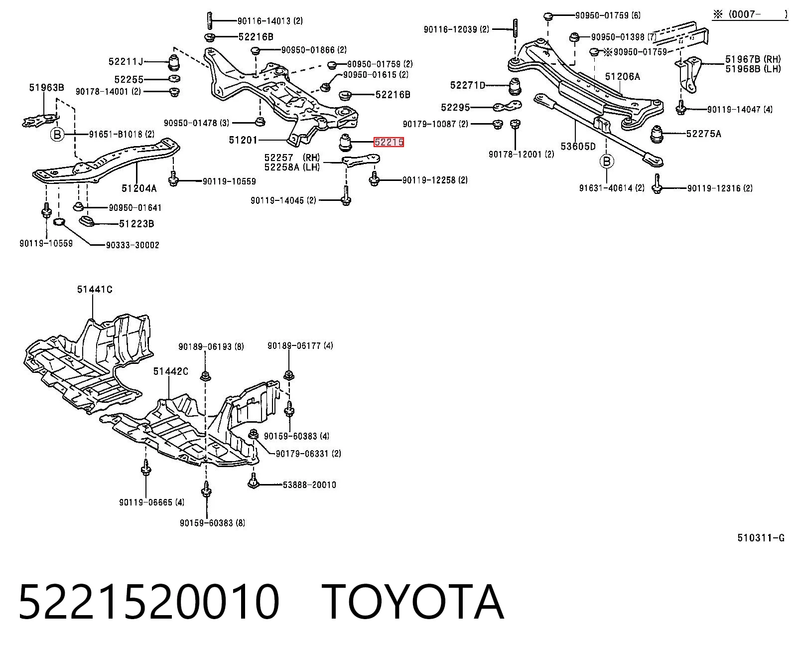 Kupić Tuleja (poduszka) przedniej belki Toyota Avensis LCM w dobrej cenie