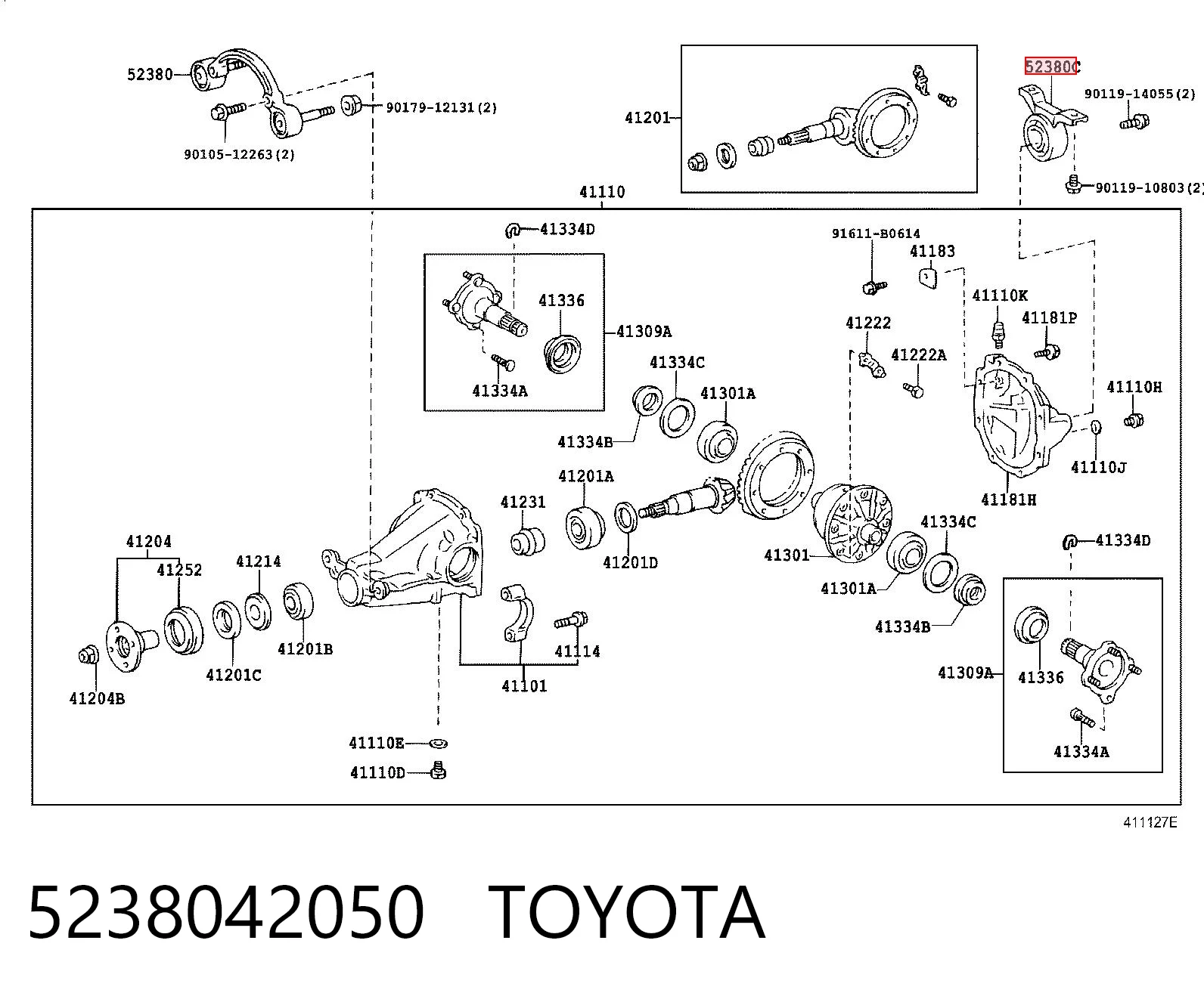 5238042050 Toyota Silentblock tylny (poduszka) reduktora mostu tylnego