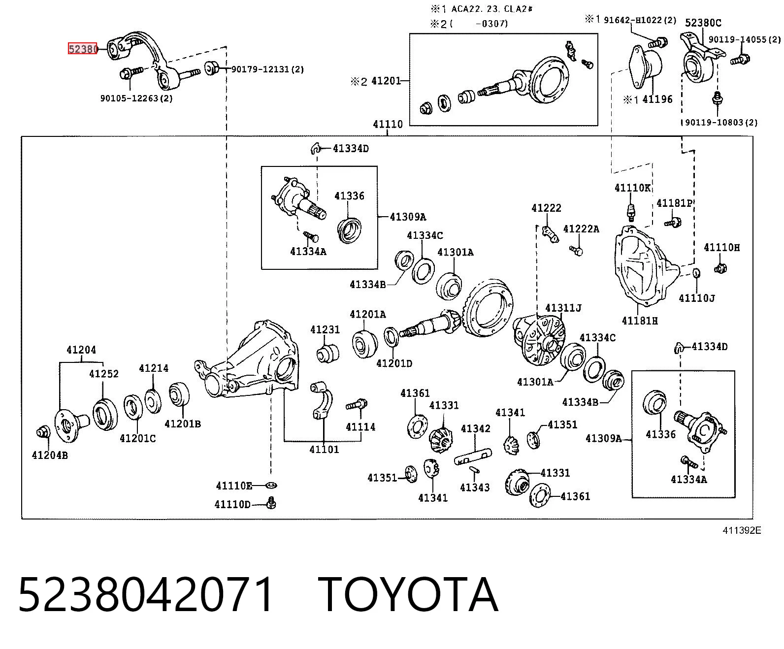 5238042071 Toyota Wspornik (trawers) tylnego reduktora przedni