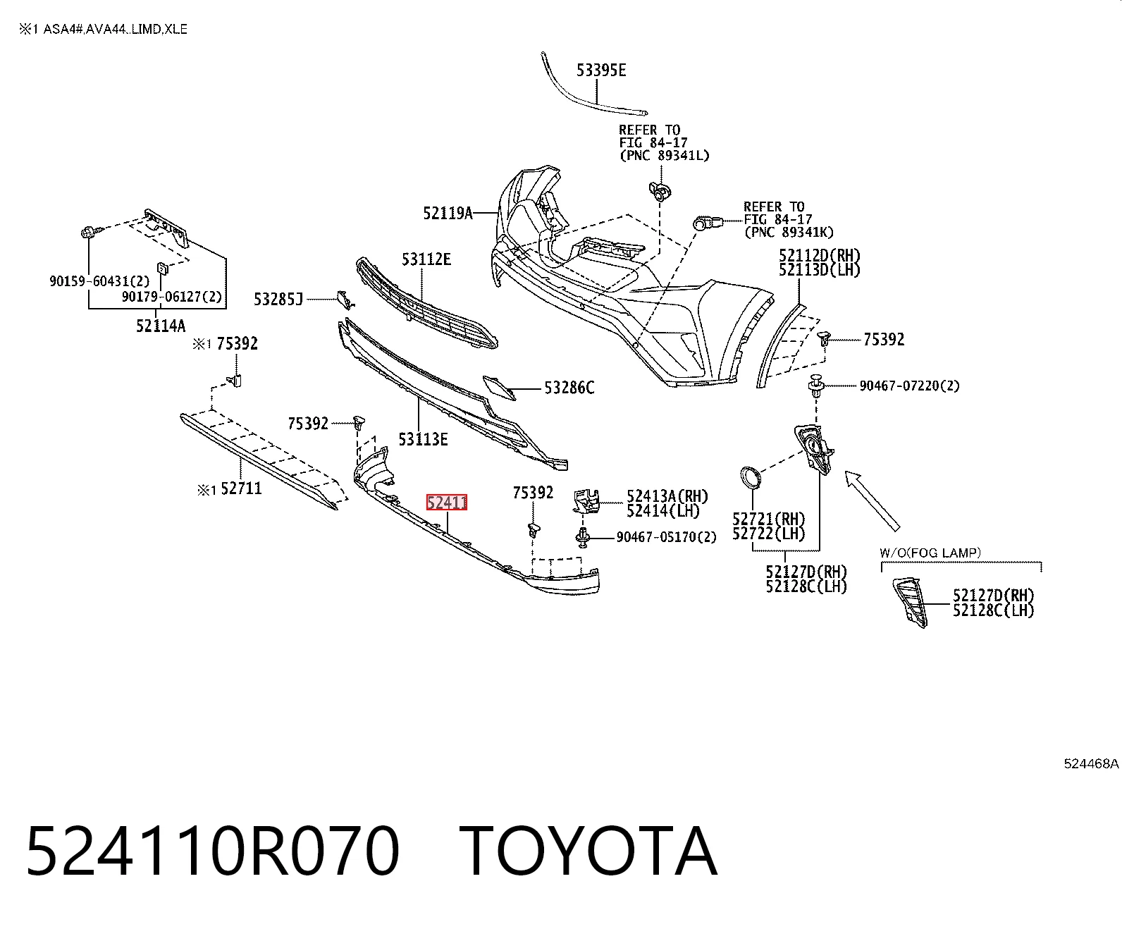 524110R070 Toyota Spojler zderzaka przedniego
