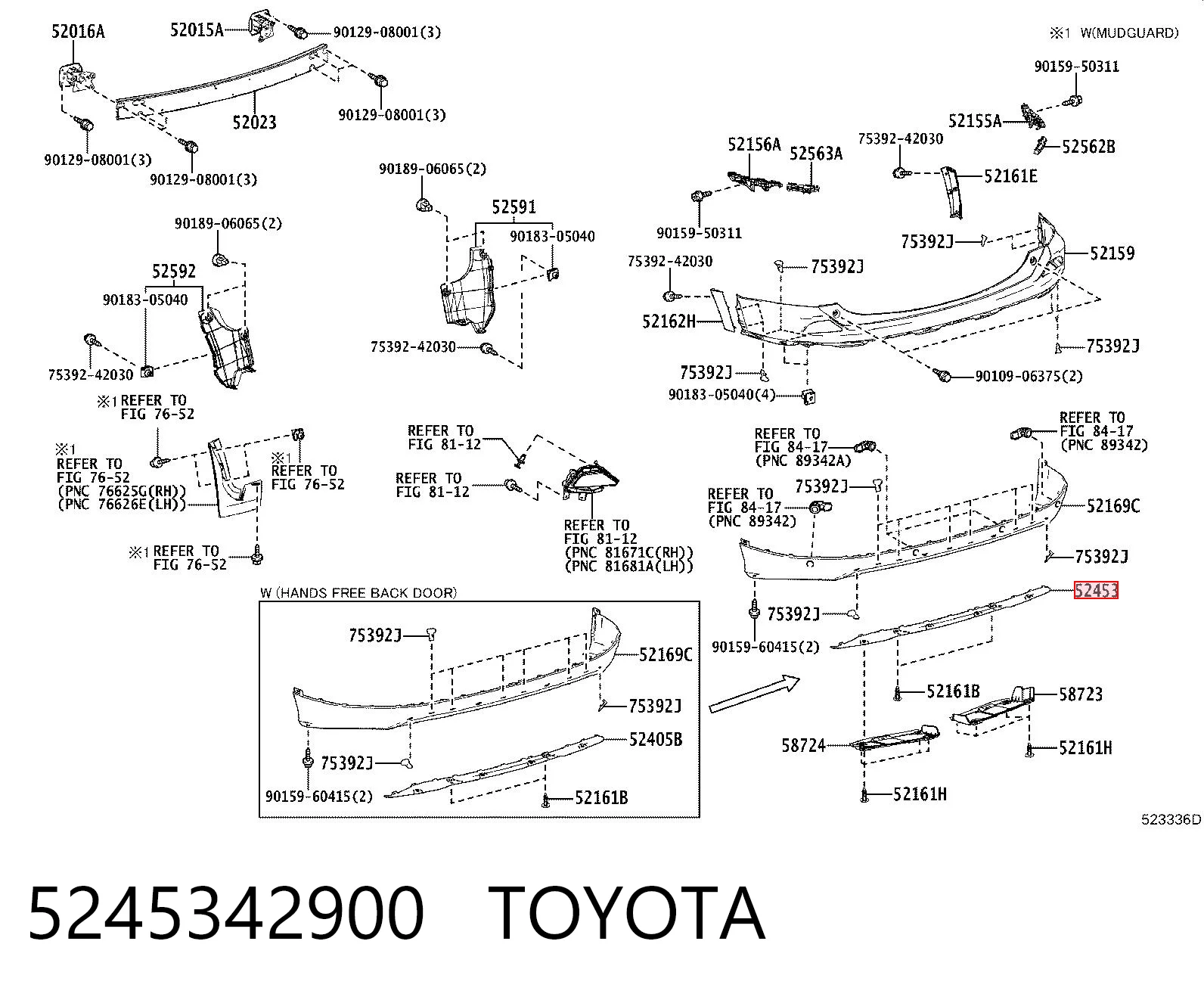 5245342900 Toyota Spojler tylnego zderzaka