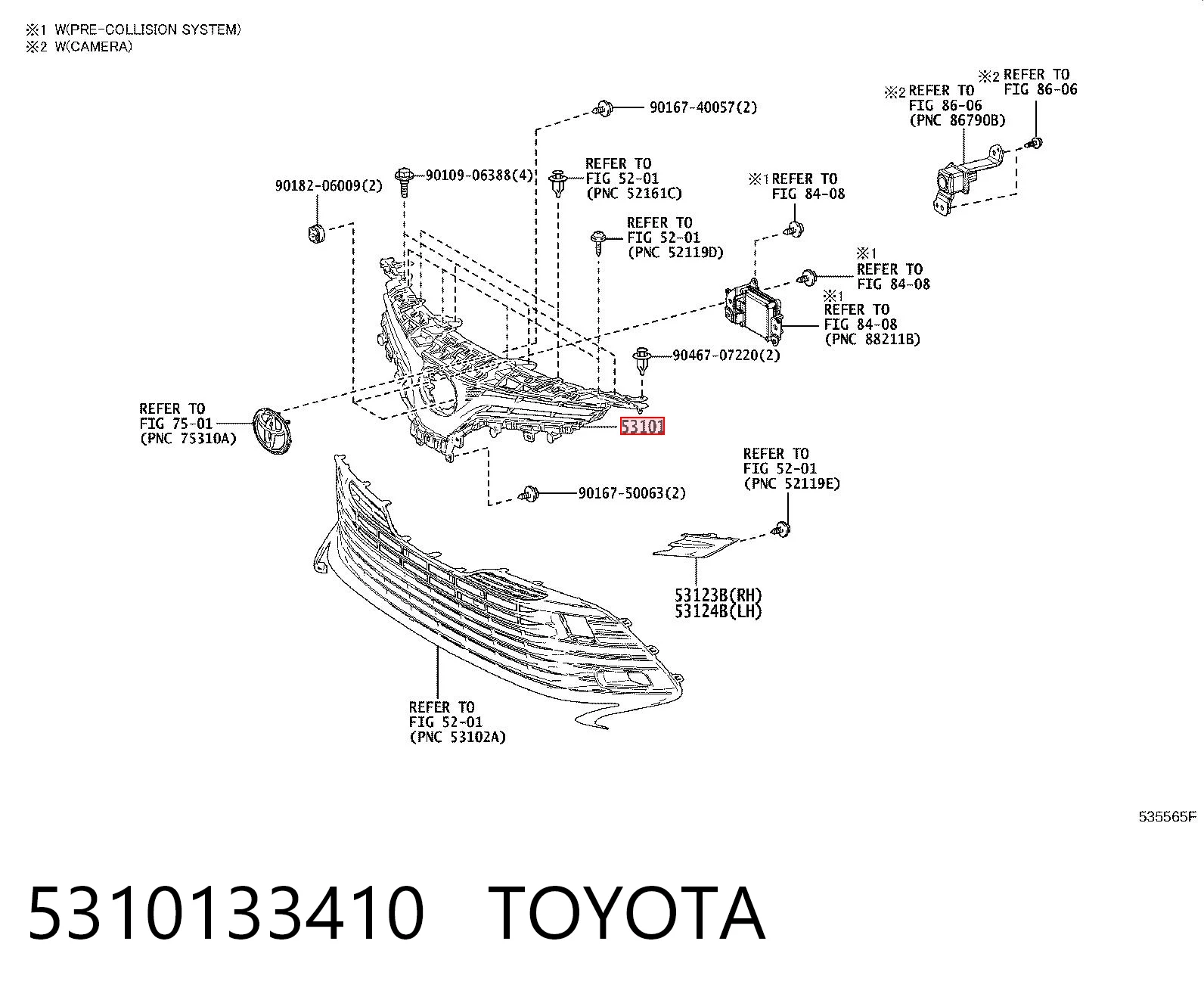 Atrapa chłodnicy do Toyota Camry  V70
