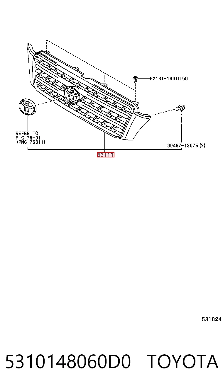 Atrapa chłodnicy do Toyota Highlander I ACU2, MCU2