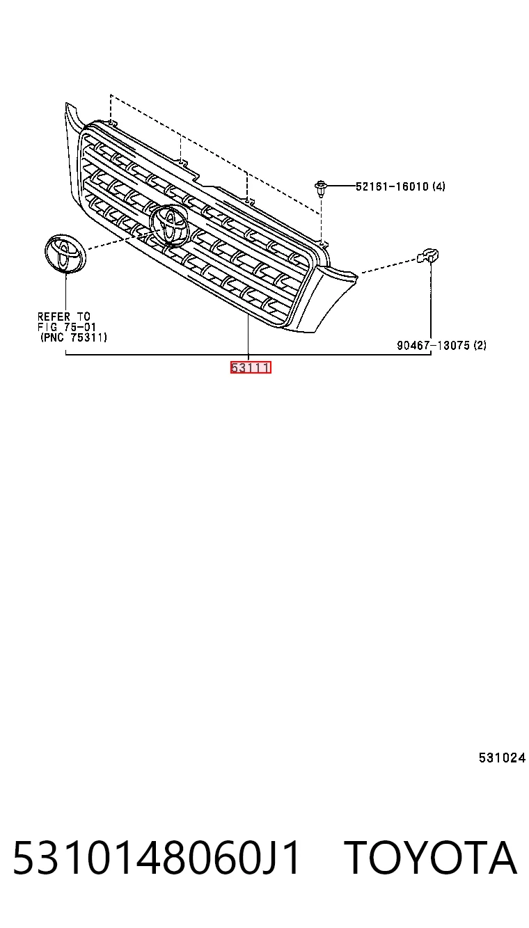 Atrapa chłodnicy Toyota Highlander I SUV (ACU2, MCU2) (2000 - 2007) cena, od 557,64 USD