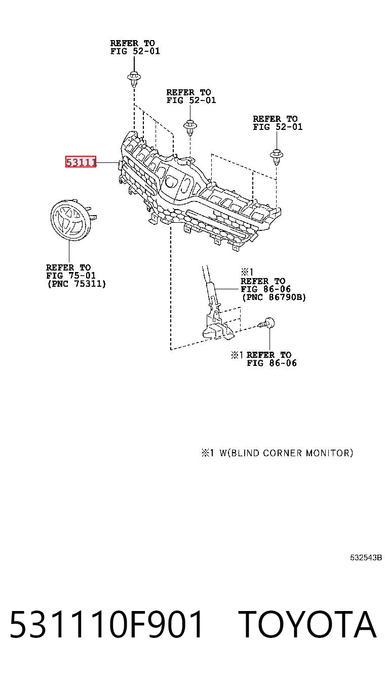 Atrapa chłodnicy do Toyota Corolla VERSO R10