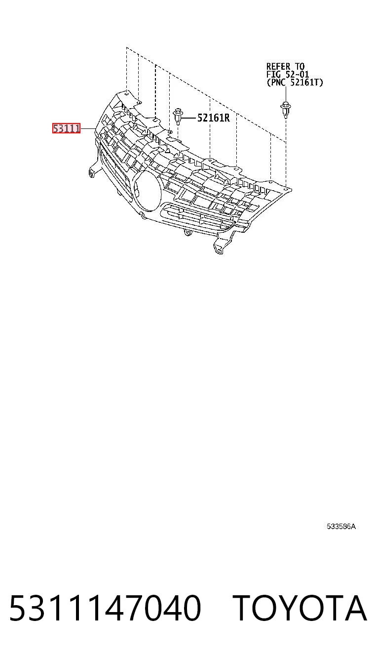 5311147040 Toyota Atrapa chłodnicy