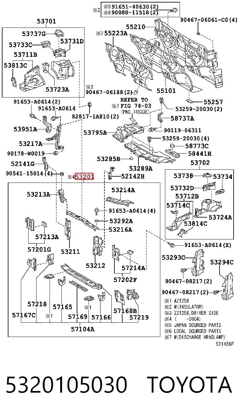 Osłona chłodnicy kompletna (panel mocowania reflektorów) do Toyota Avensis I T22