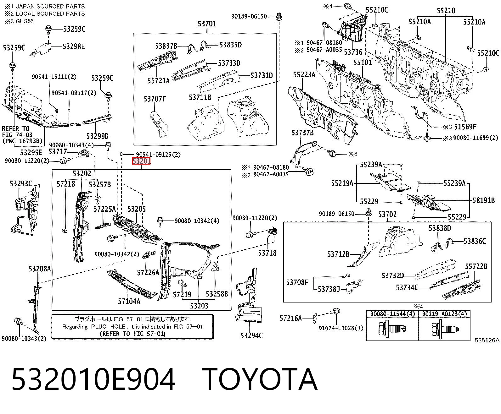 Osłona chłodnicy kompletna (panel mocowania reflektorów) do Toyota Highlander III U5