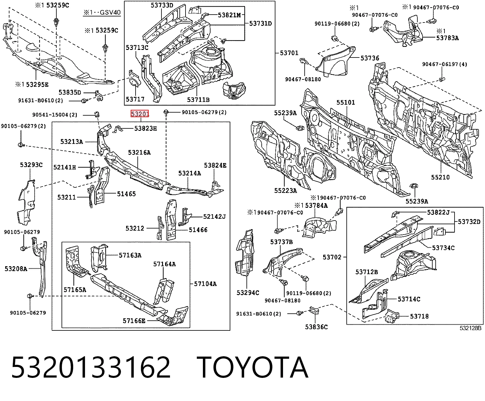 Kupić Osłona chłodnicy kompletna (panel mocowania reflektorów) Toyota Camry  V40 w dobrej cenie