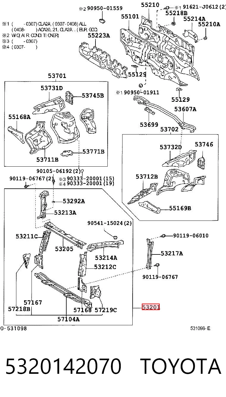 Osłona chłodnicy kompletna (panel mocowania reflektorów) Toyota RAV4 II SUV (XA2) (2000 - 2005) cena, od 90,81 USD