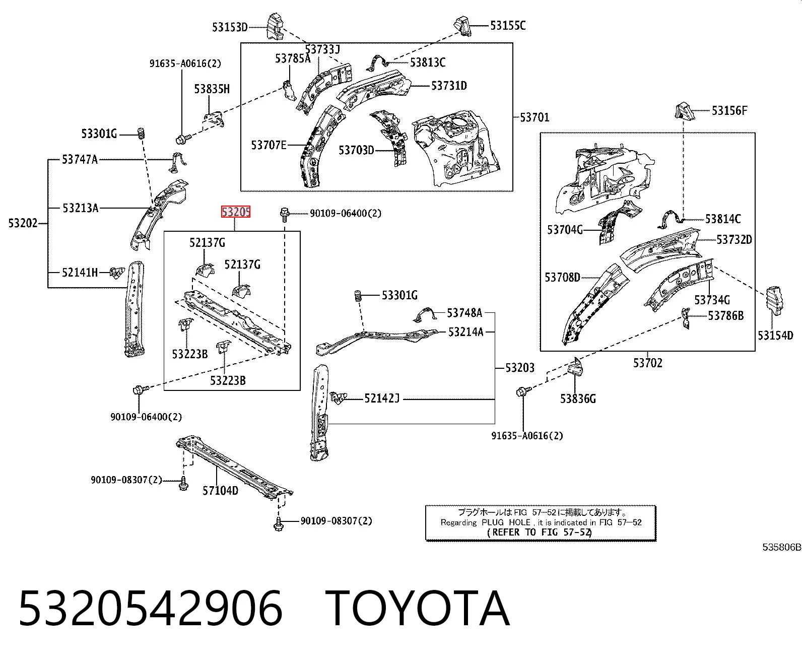 5320542906 Toyota Wspornik chłodnicy górny