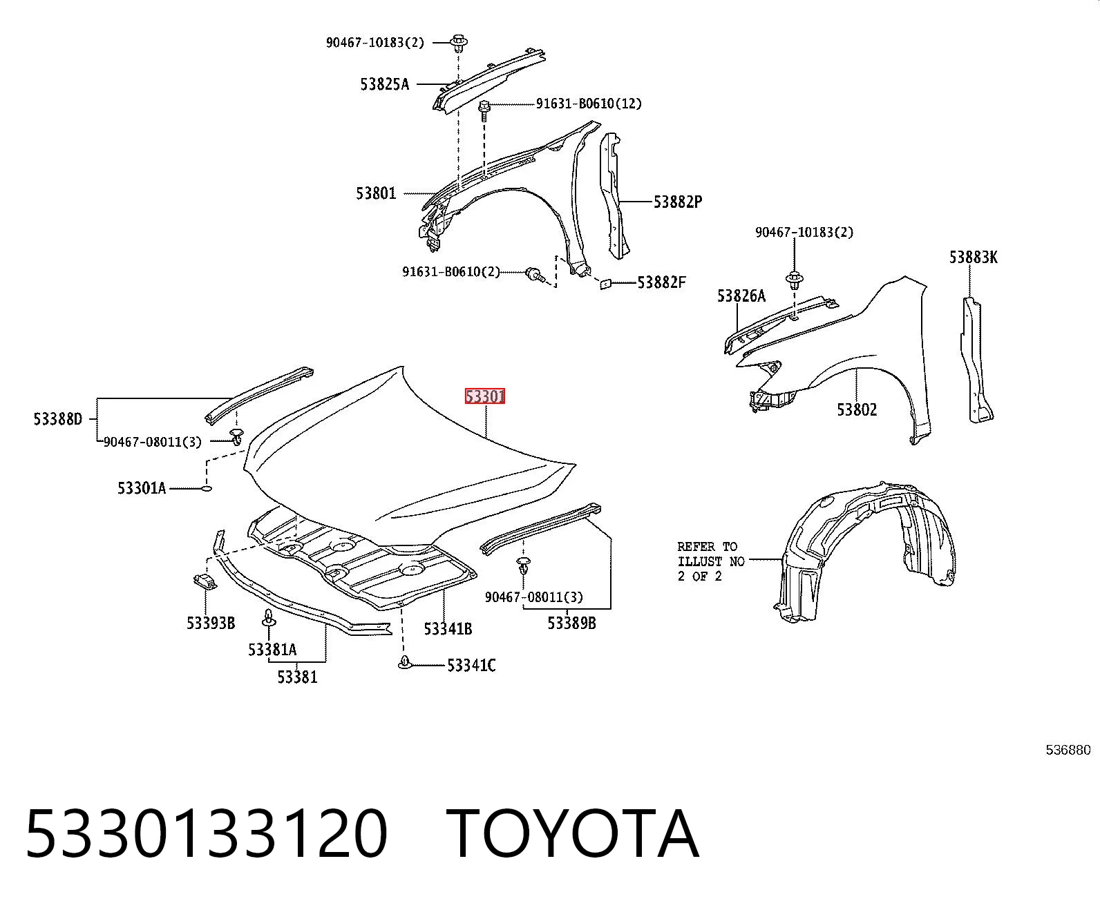 Maska silnika do Toyota Camry V40