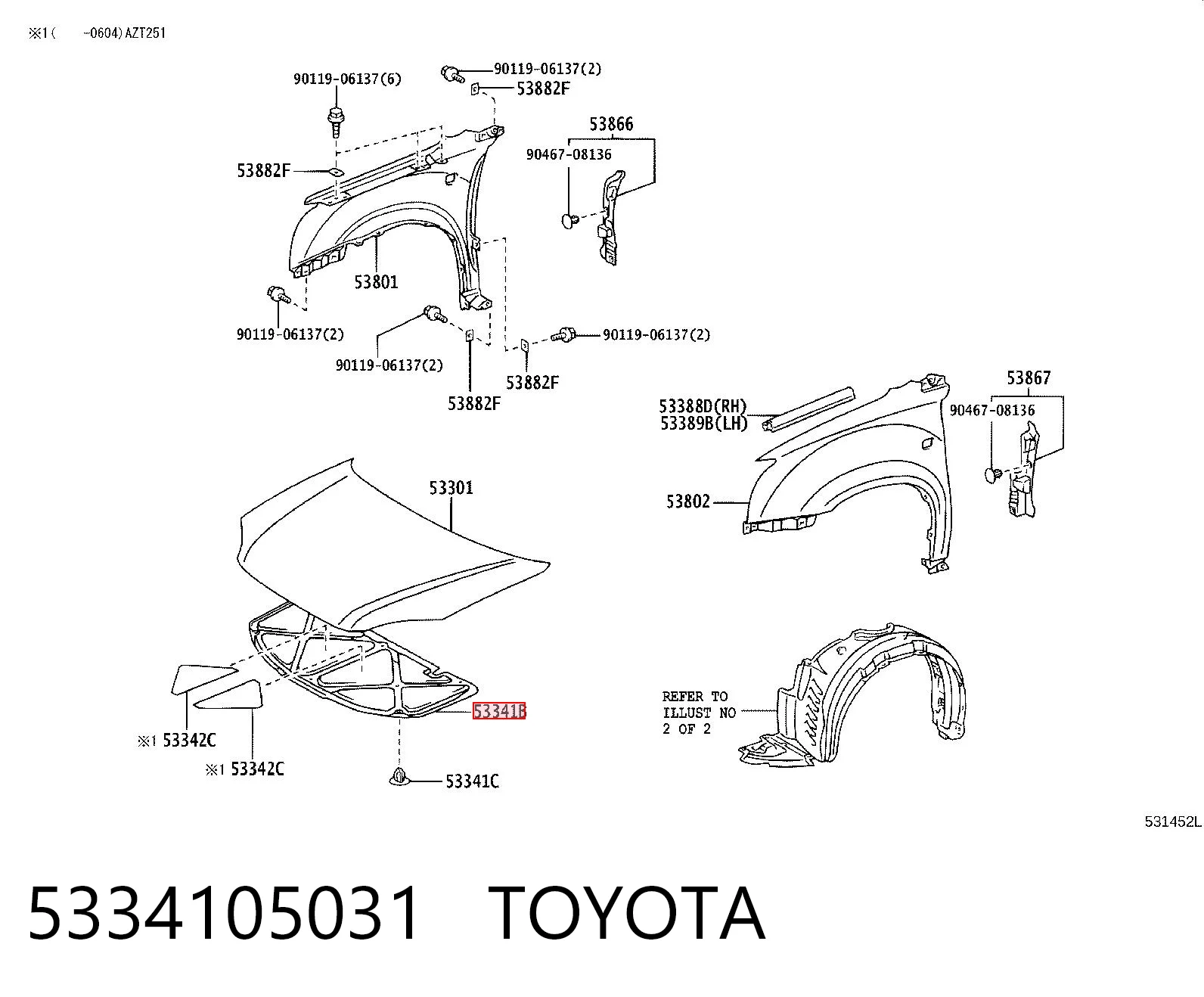 Wygluszenie maski do Toyota Avensis II T25