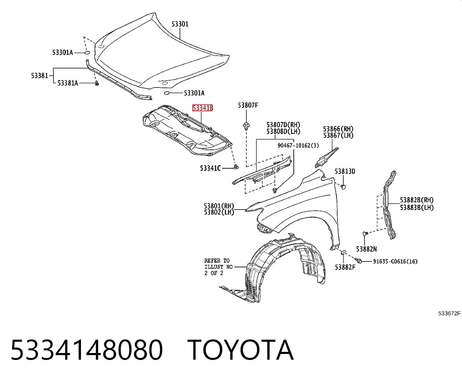 Wygluszenie maski do Lexus RX AGL10, GGL15, GYL15