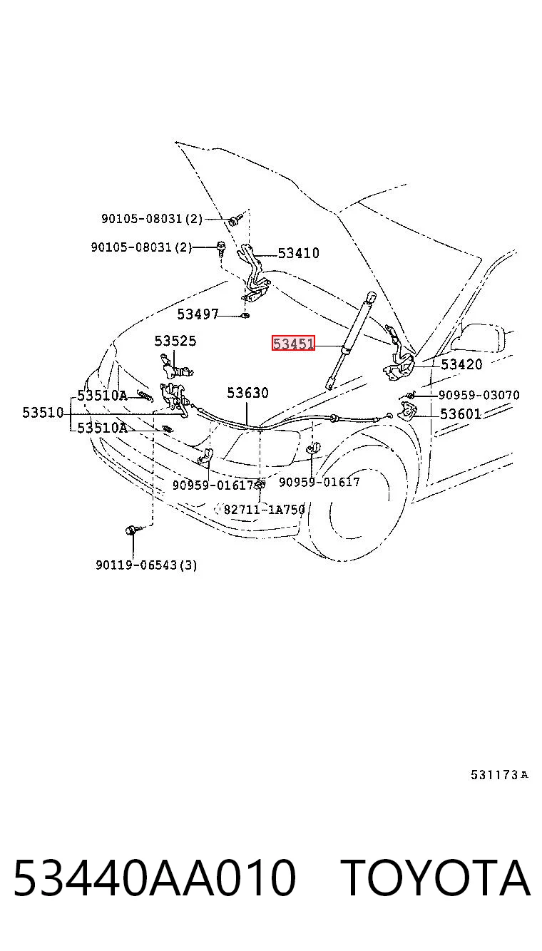 Do koszyka Amortyzator maski Toyota Camry V V30