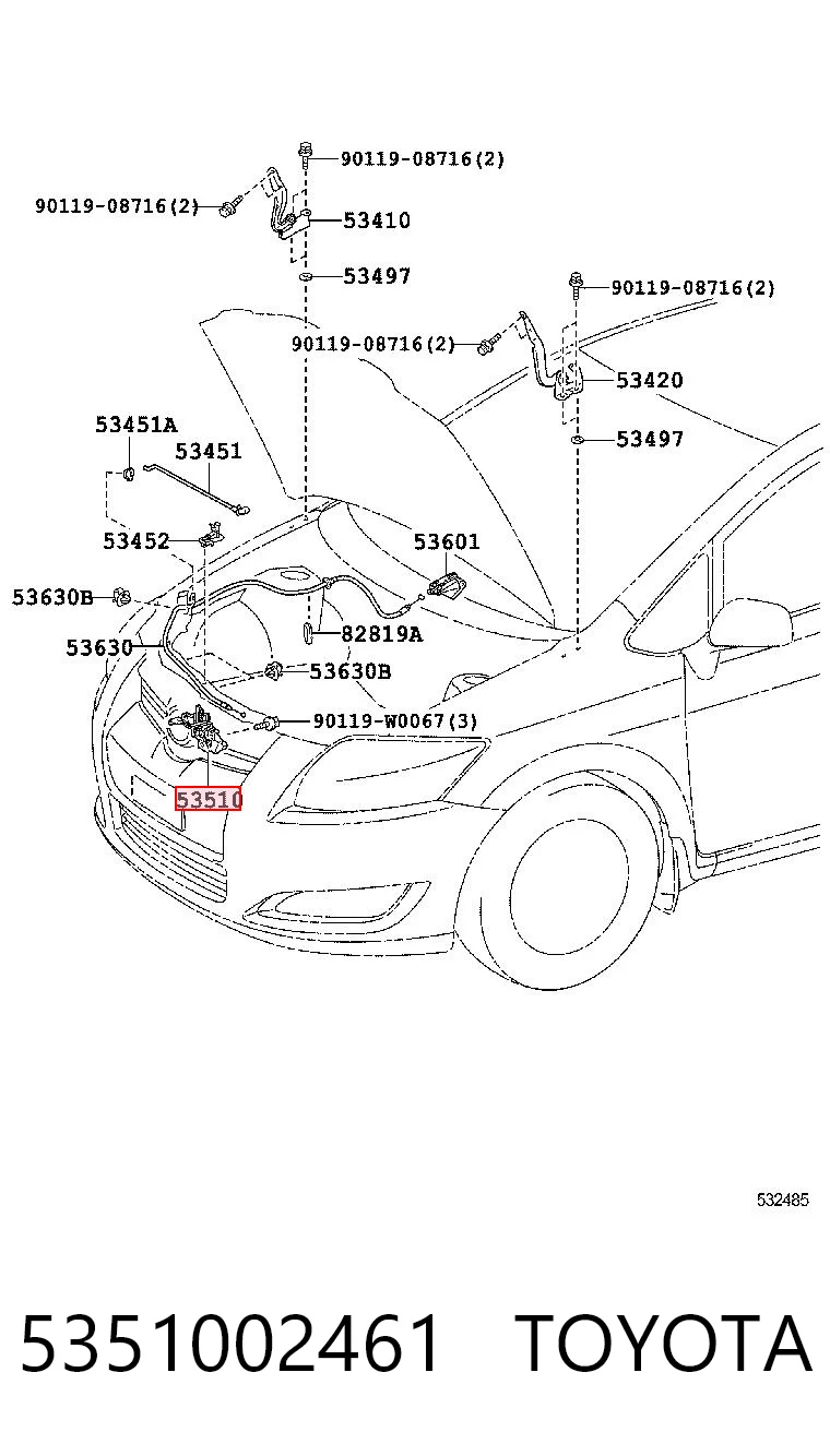 Zamek maski do Toyota Auris UKP E15