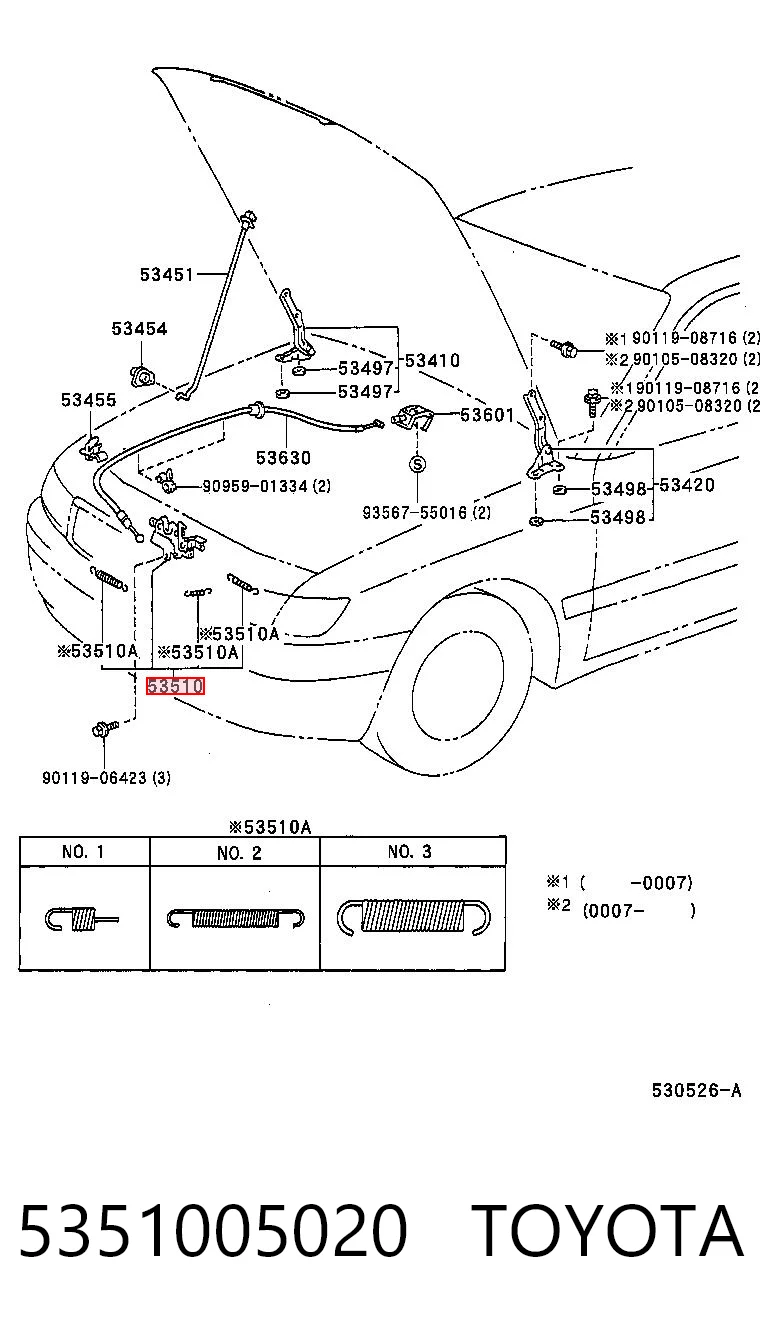 Zamek maski do Toyota Avensis T22