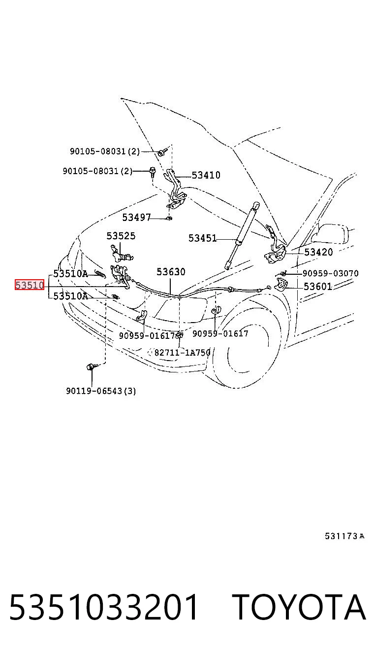 Zamek maski do Toyota Camry V V30