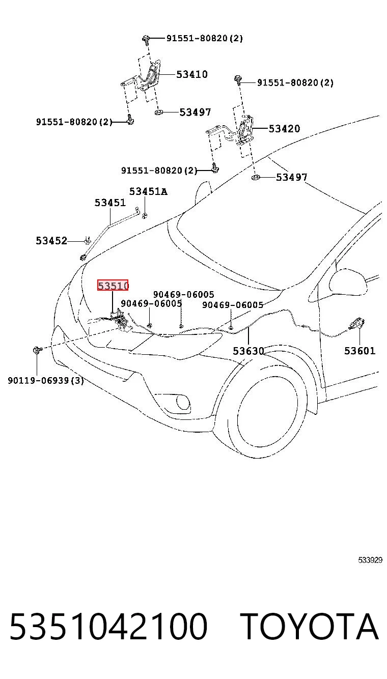 5351042100 Toyota Zamek maski