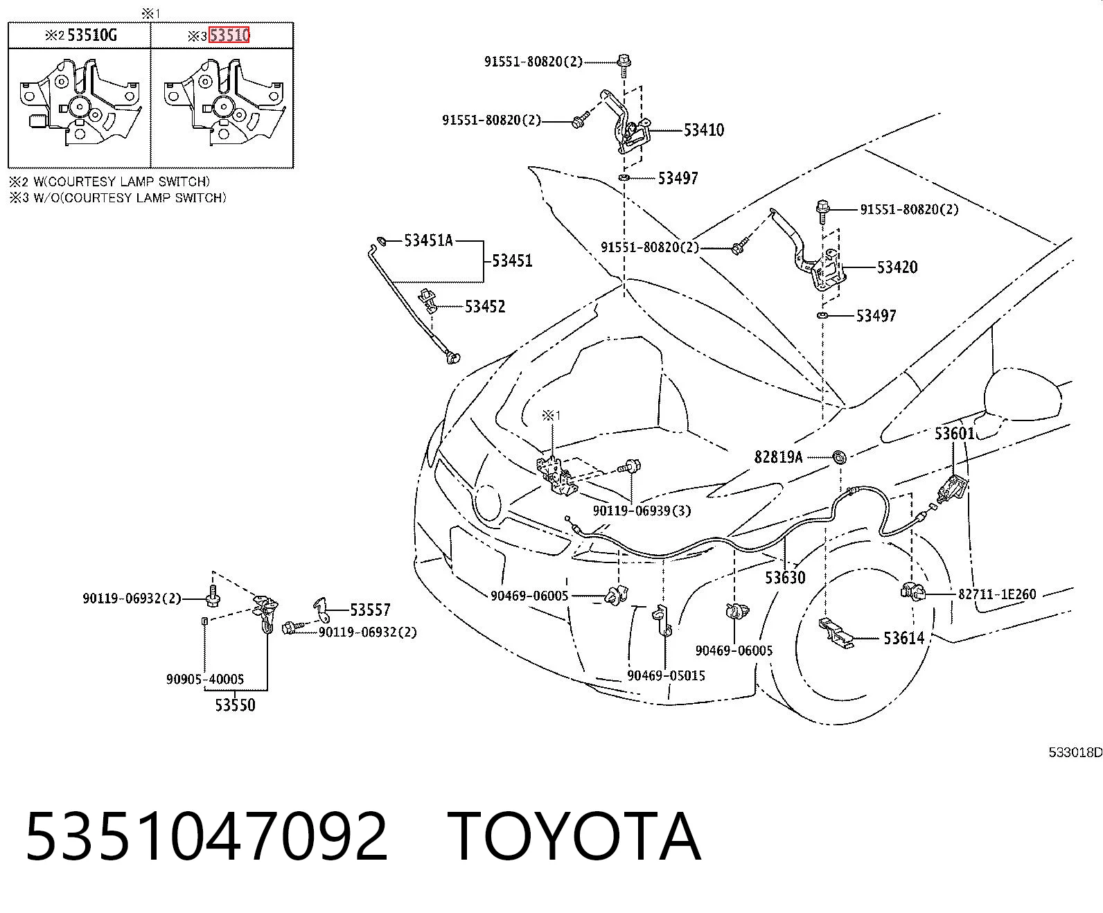 Zamek maski do Toyota Prius  ZVW30