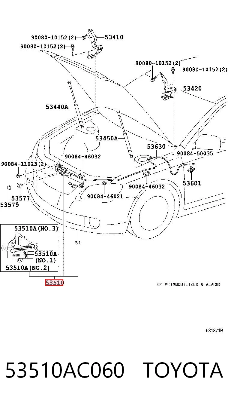 Zamek maski do Toyota Avalon  GSX30