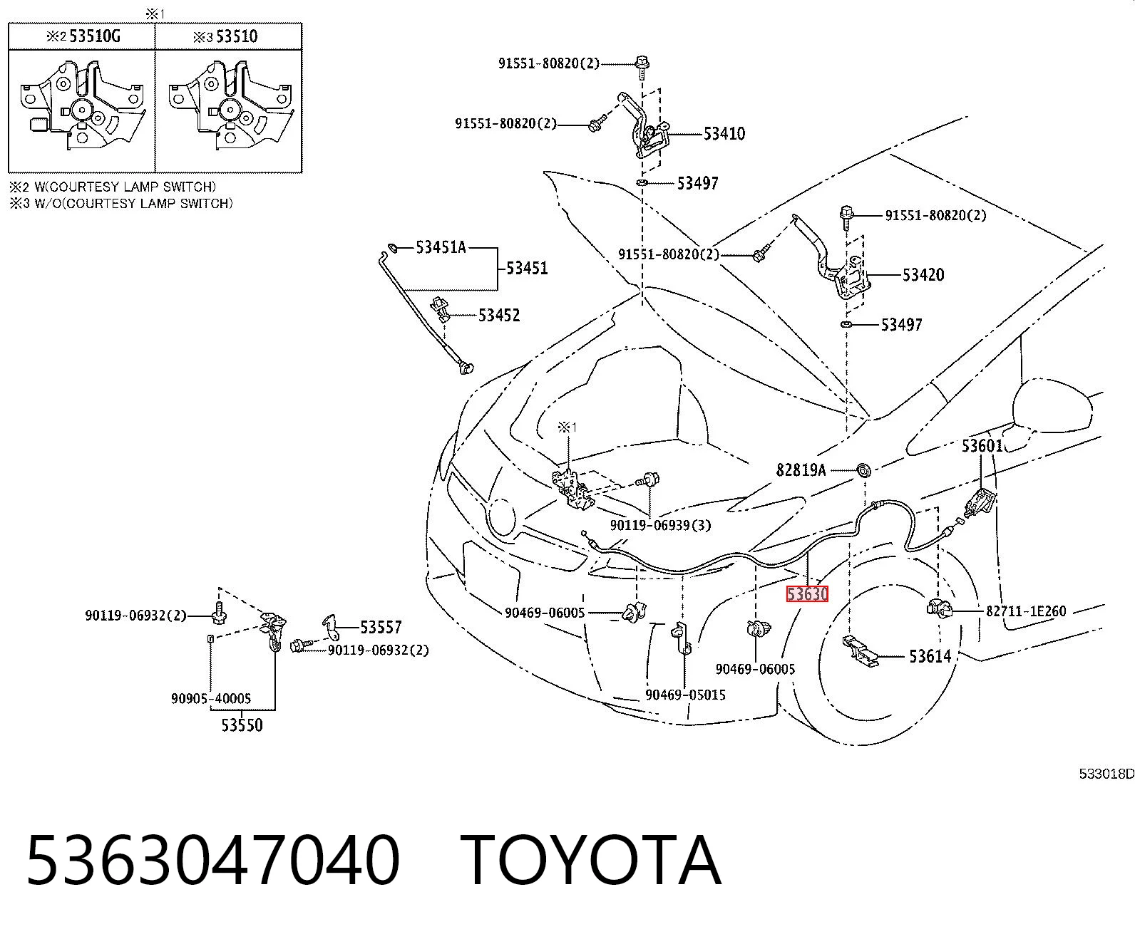 Linka otwierania maski do Toyota Prius  ZVW30