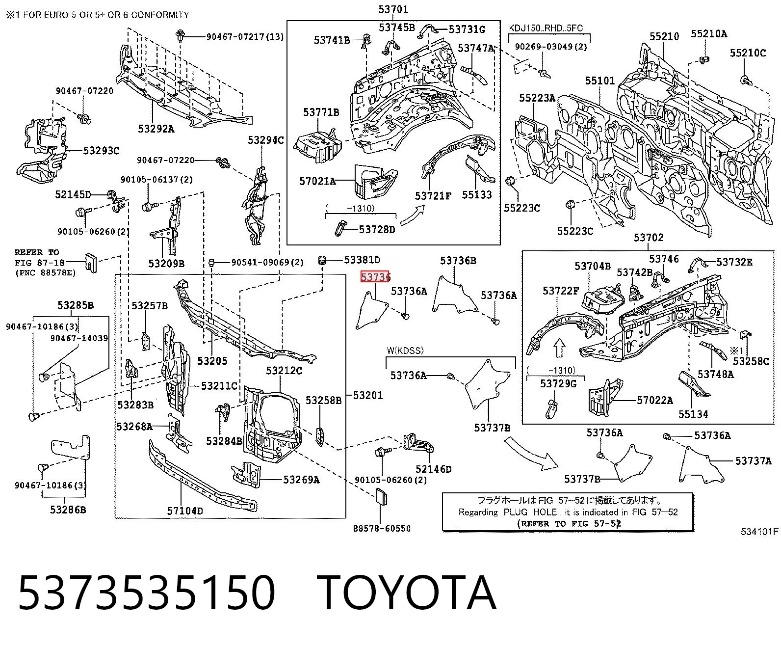 5373535150 Toyota Uszczelniacz błotnika