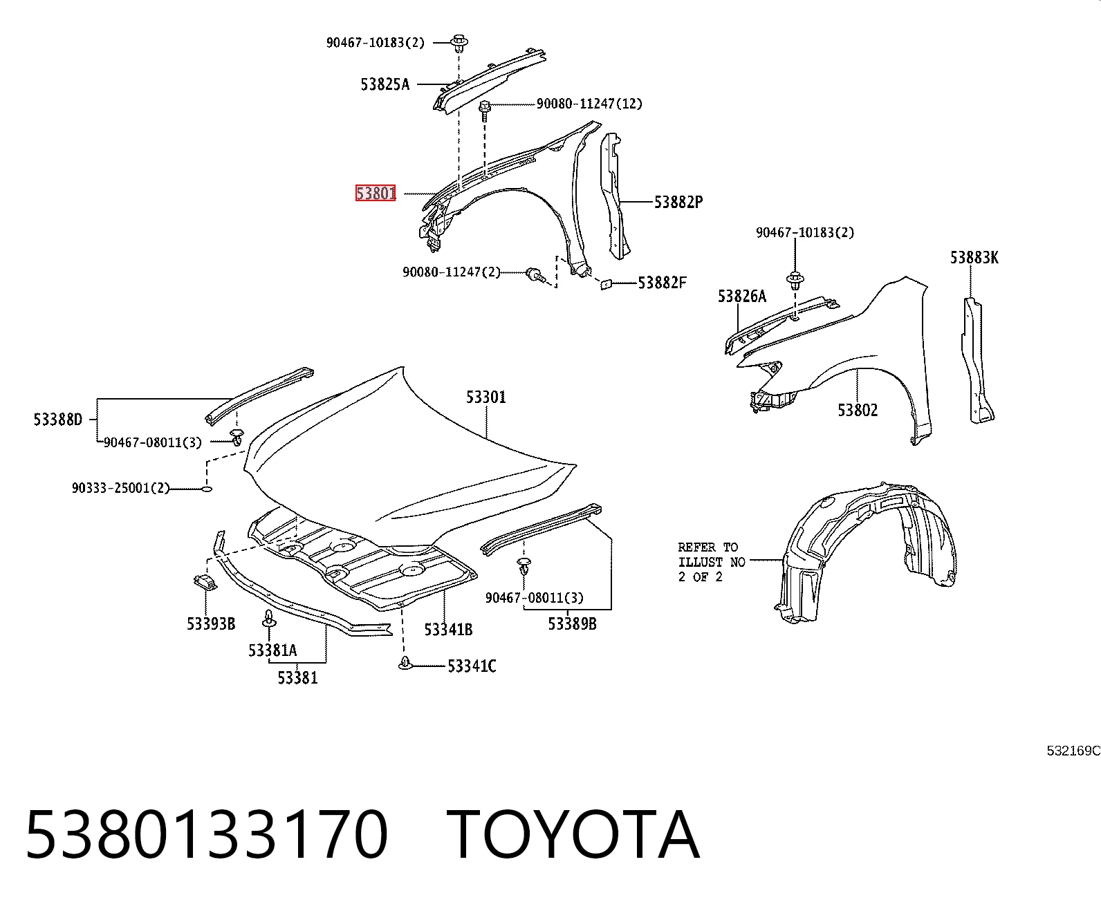 Błotnik przedni prawy do Toyota Camry VI V40