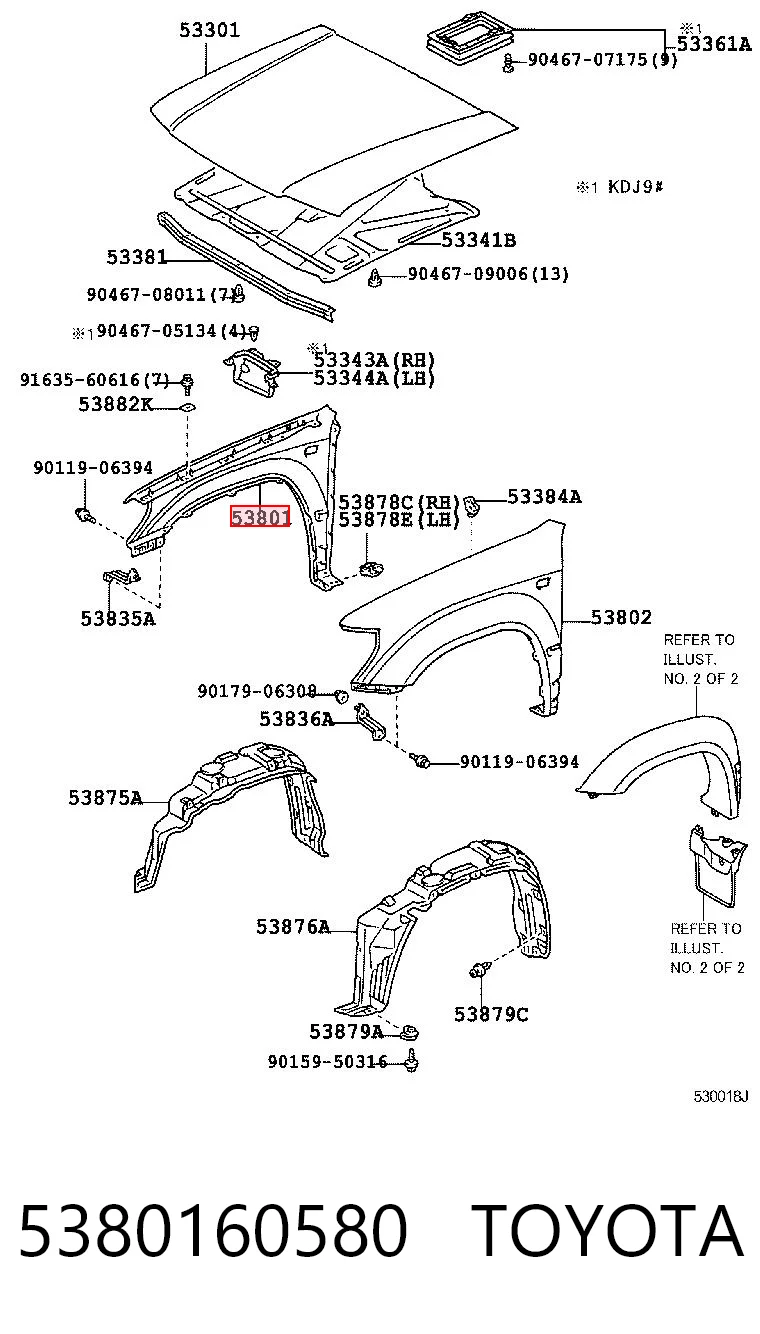 Błotnik przedni prawy do Toyota Land Cruiser J9