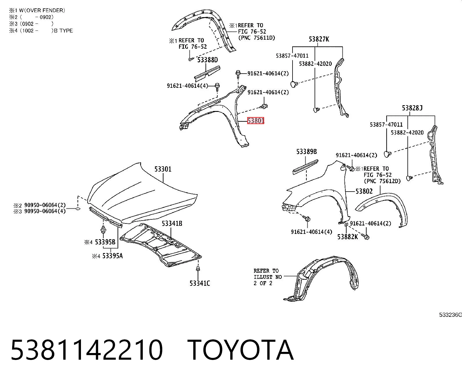 Błotnik przedni prawy do Toyota RAV4 A3