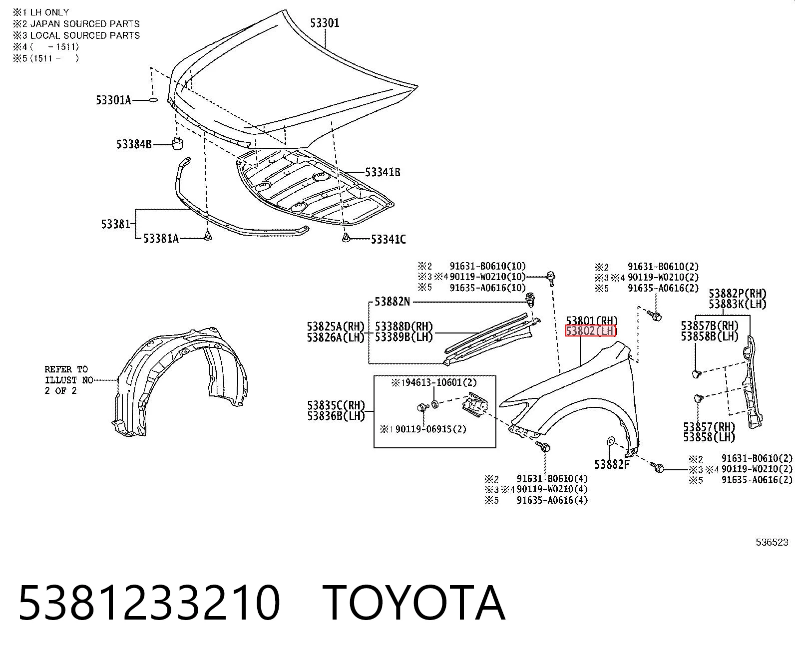 Błotnik przedni lewy do Toyota Camry V50