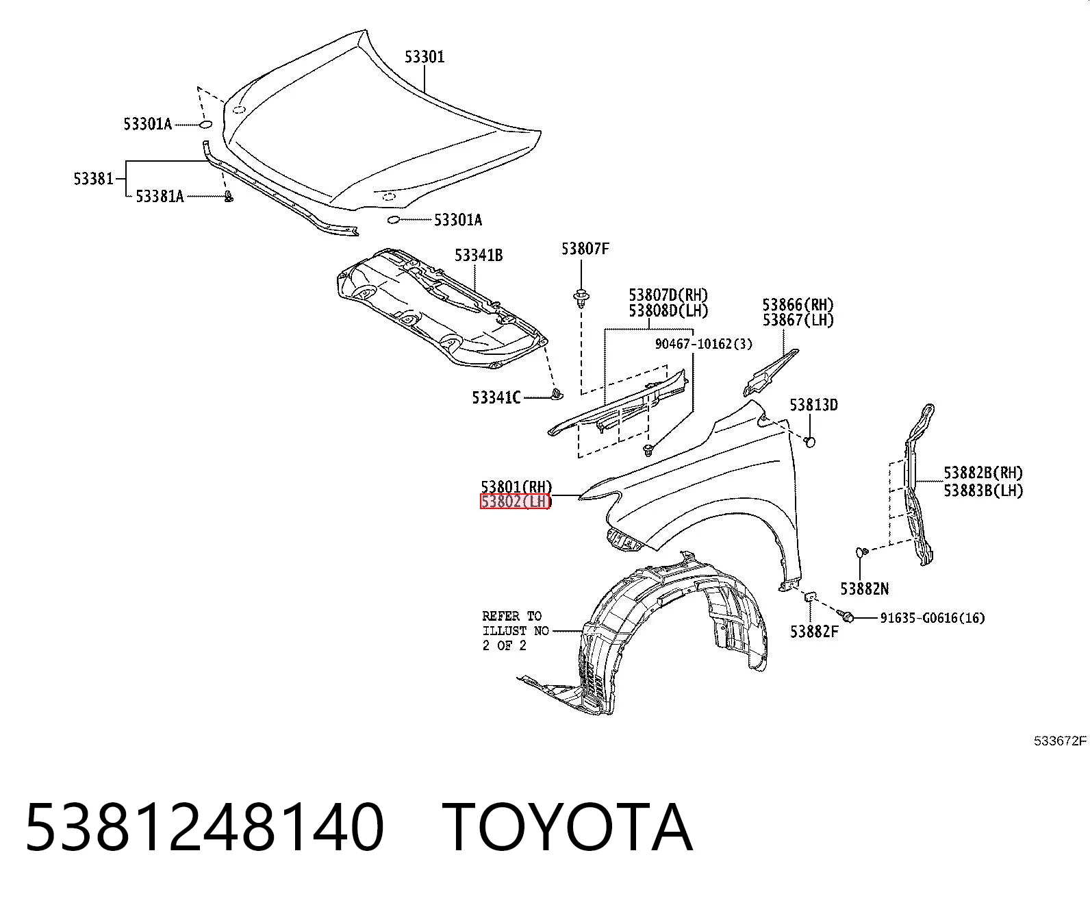 Błotnik przedni lewy Lexus RX 270/350/450H SUV (AGL10, GGL15, GYL15) (2008 - 2015) cena, od 89,39 USD