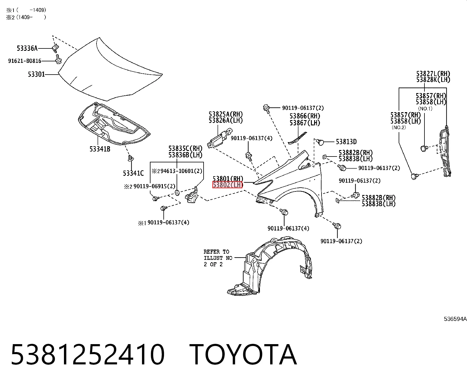 Do koszyka Błotnik przedni lewy Toyota Prius  ZVW30