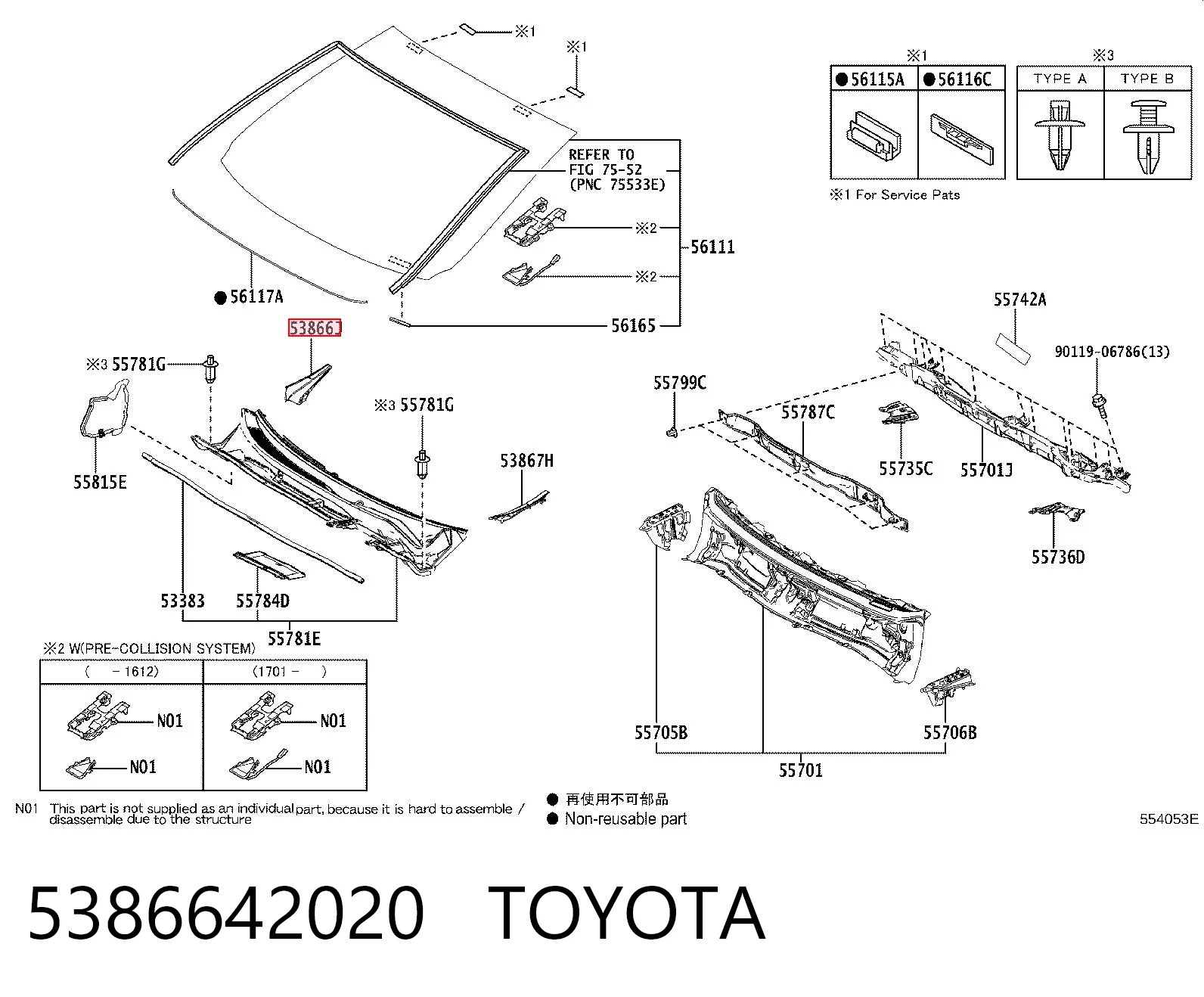 5386642020 Toyota Uszczelniacz błotnika