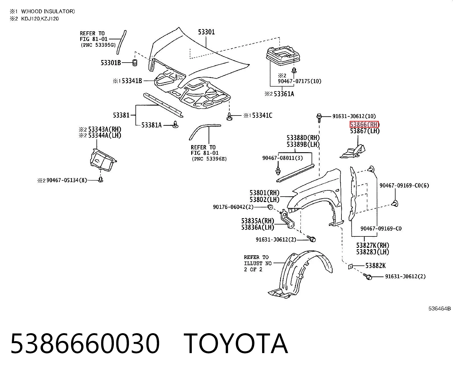 5386660030 Toyota Uszczelniacz błotnika