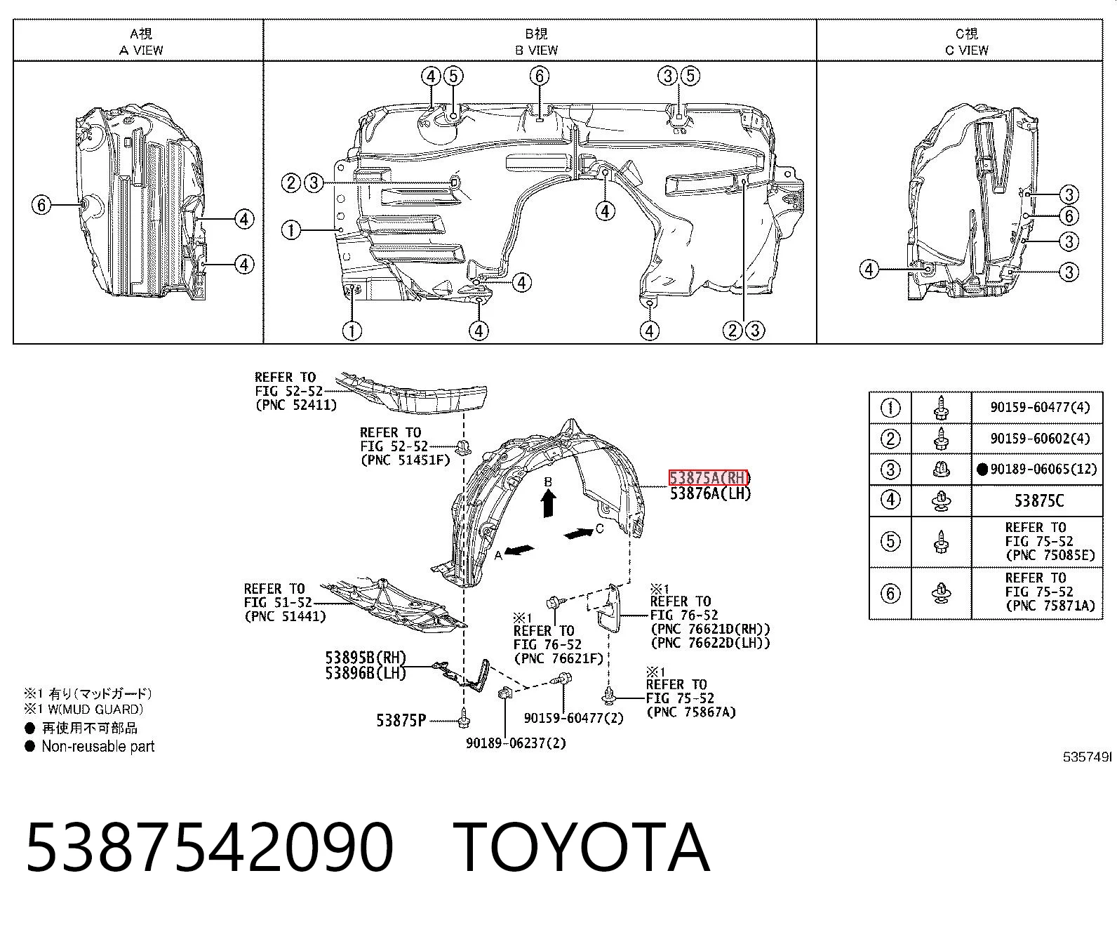 Nadkole błotnika przedniego prawe do Toyota RAV4 A5,H5