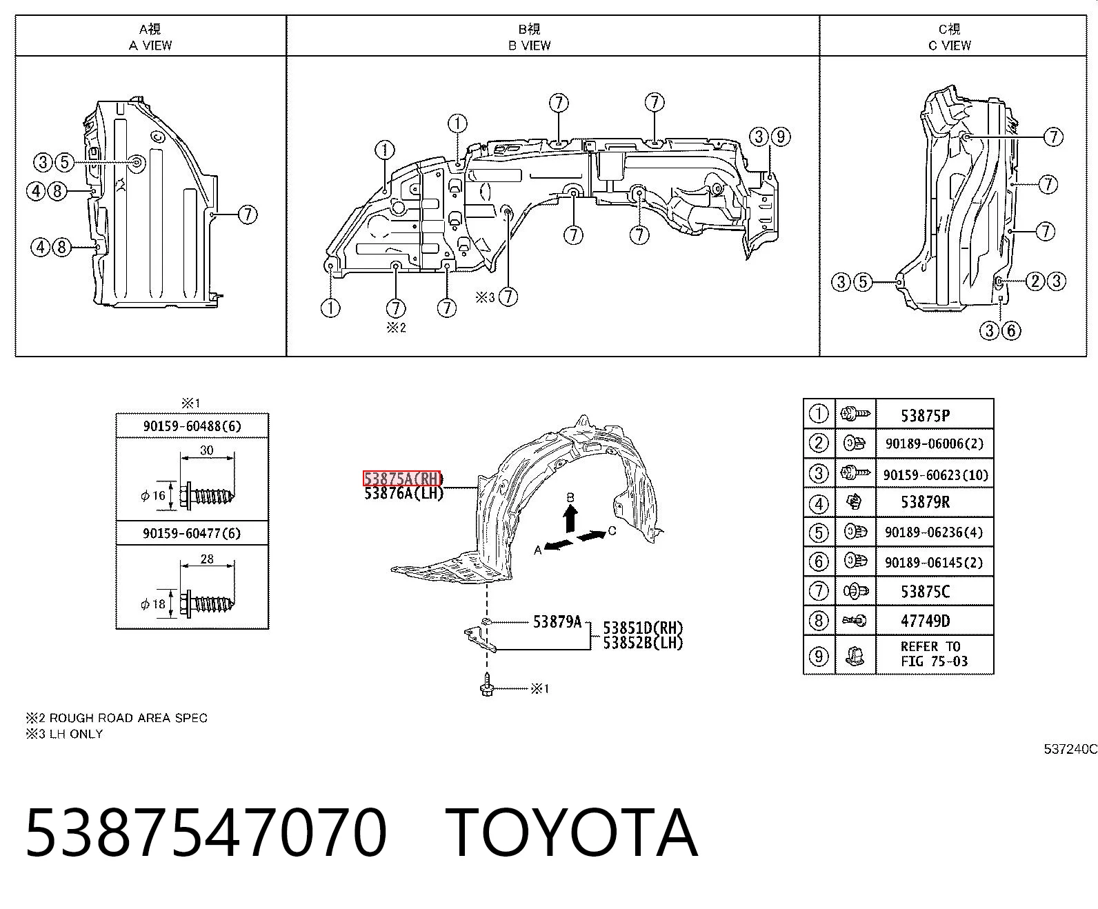 Nadkole błotnika przedniego prawe do Toyota Prius  ZVW5