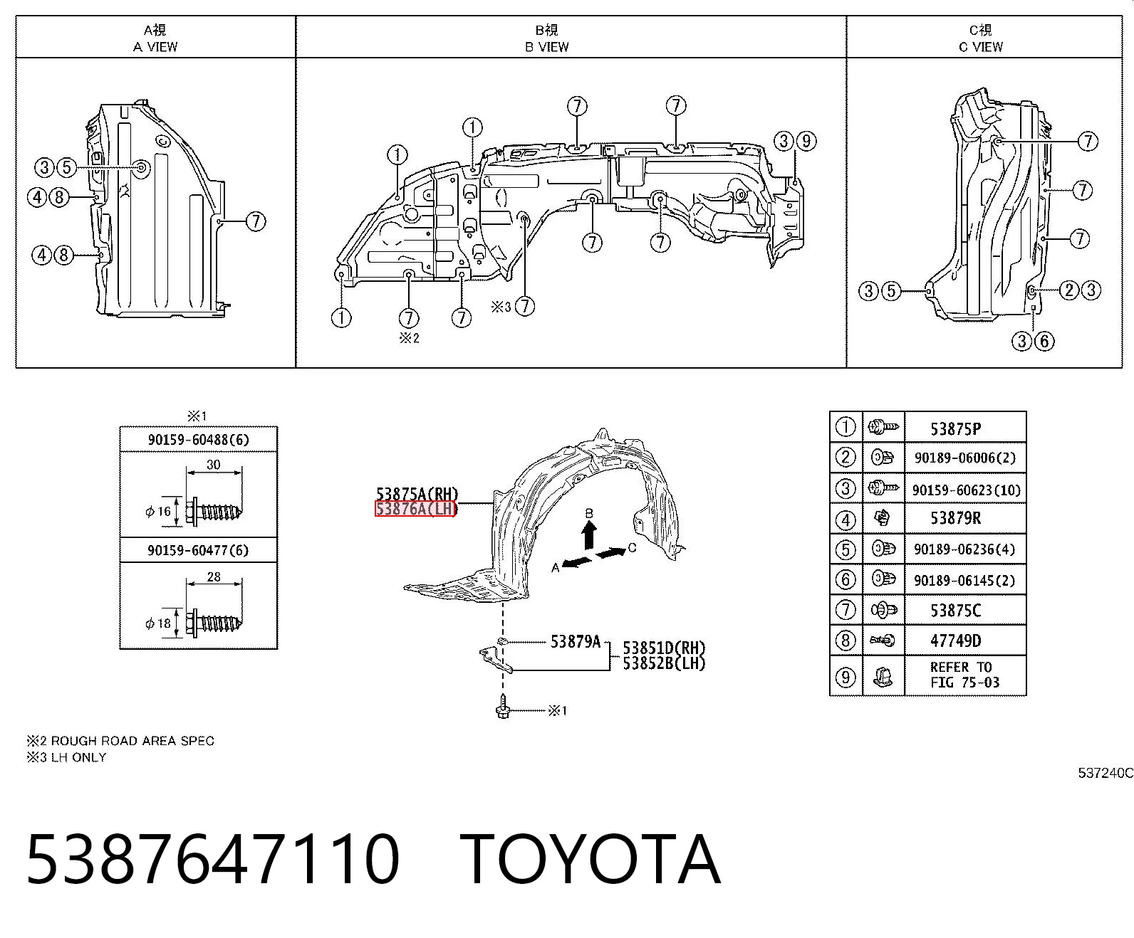 Nadkole błotnika przedniego lewe do Toyota Prius  ZVW5