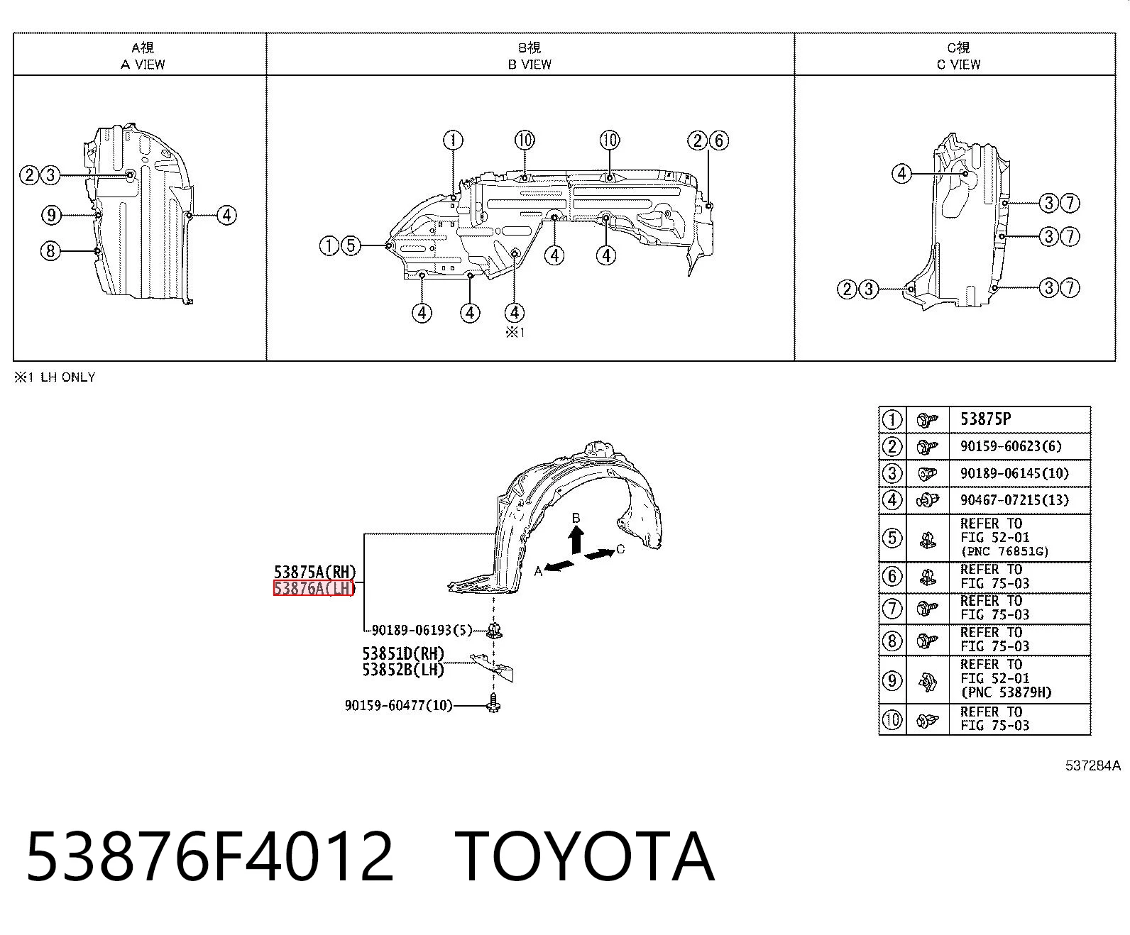 Nadkole błotnika przedniego lewe do Toyota C-HR  X10