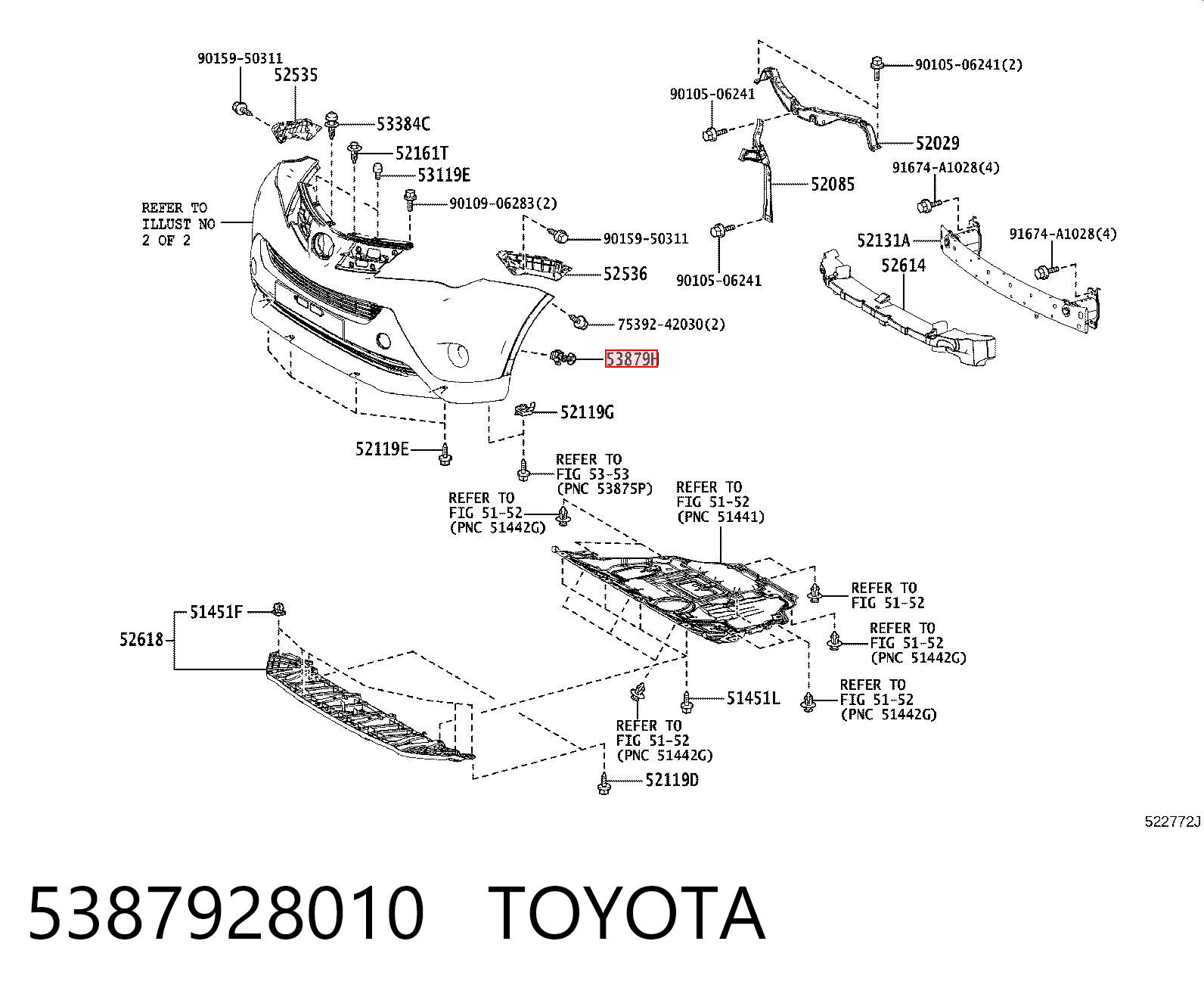 5387928010 Toyota Wspornik zderzaka przedniego zewnętrzny