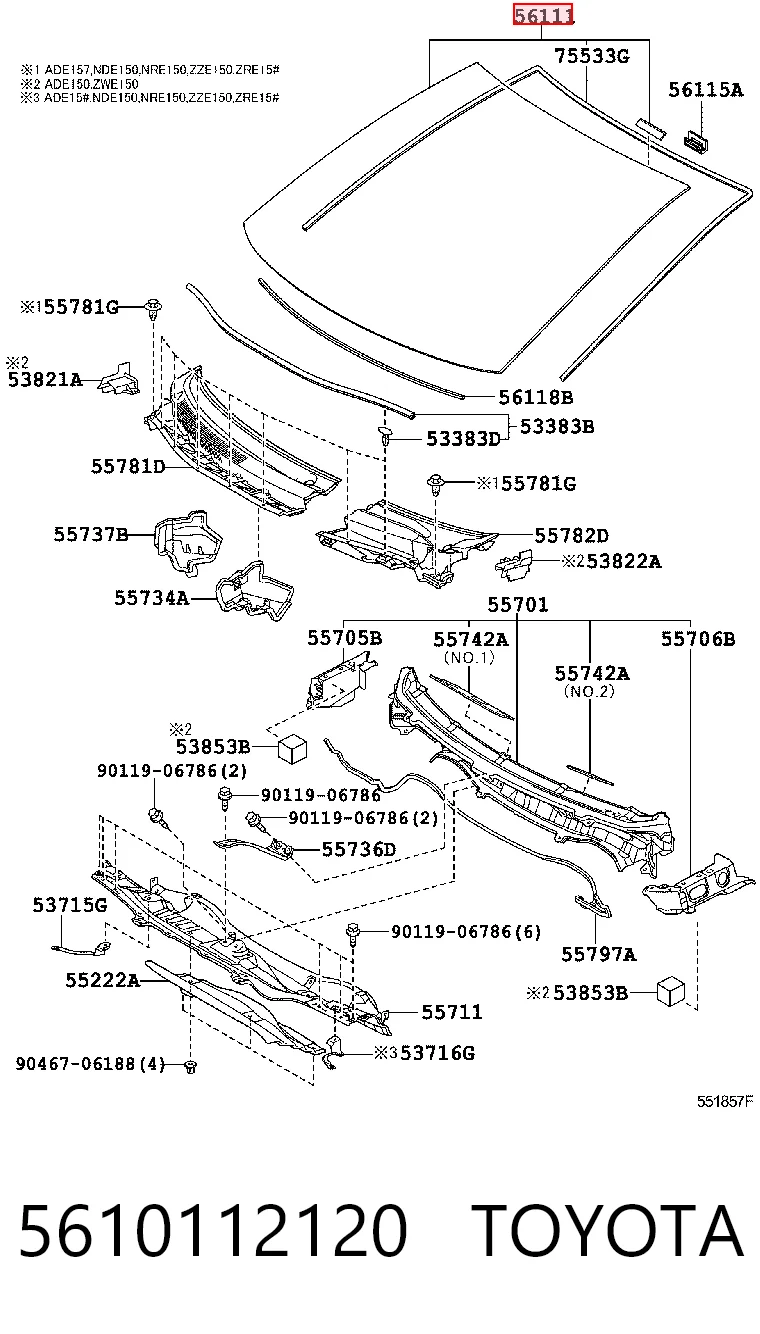 Szyba przednia Skoda Octavia III A7 liftback (5E3, NL3, NR3) (2012 - 2021) cena, od 130,53 USD