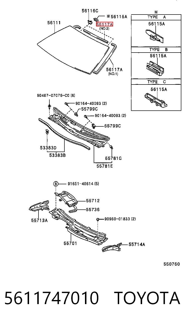 Uszczelka szyby przedniej do Toyota Hilux  N