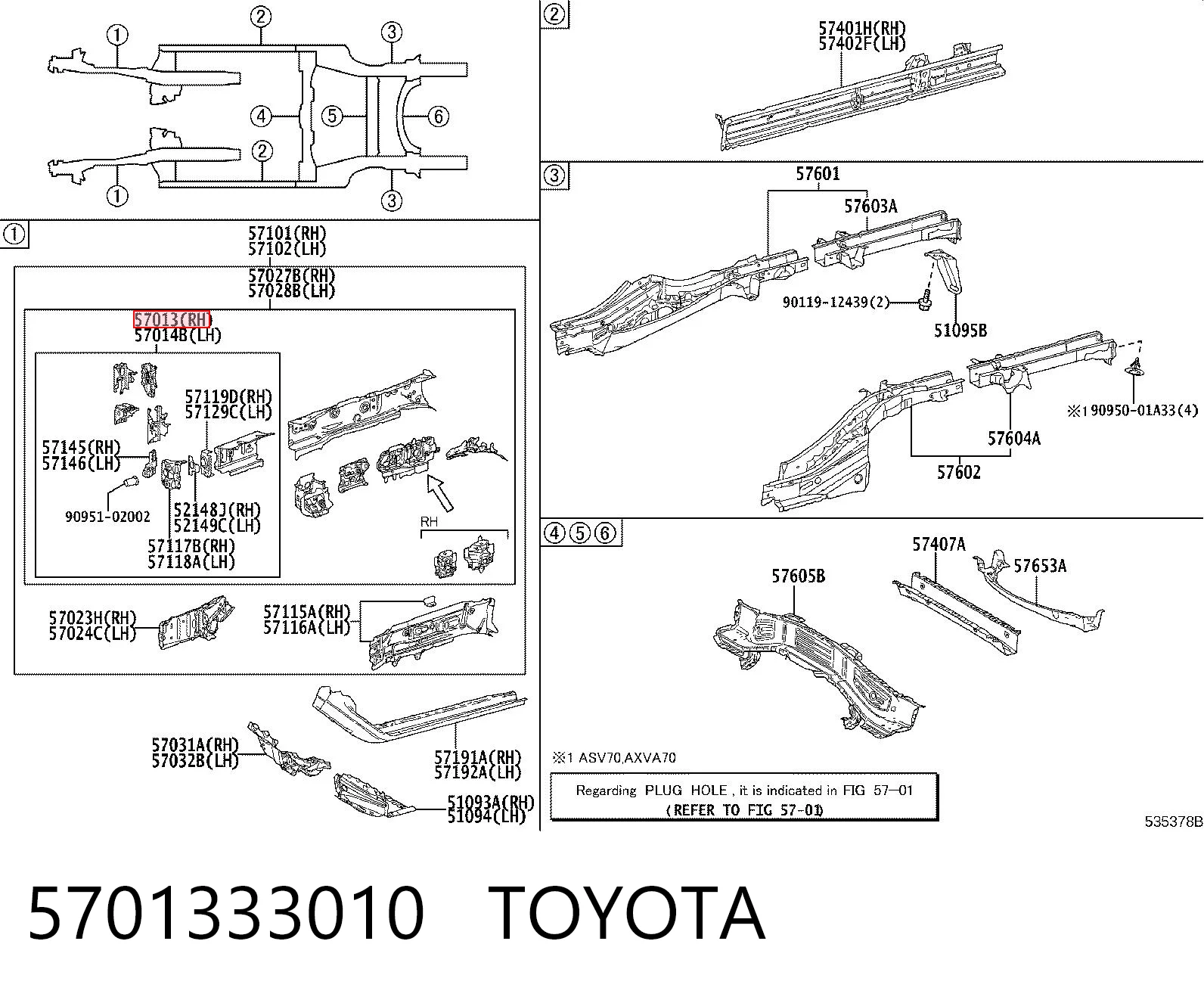 5701333010 Toyota Wspornik wzmocnienia zderzaka przedniego
