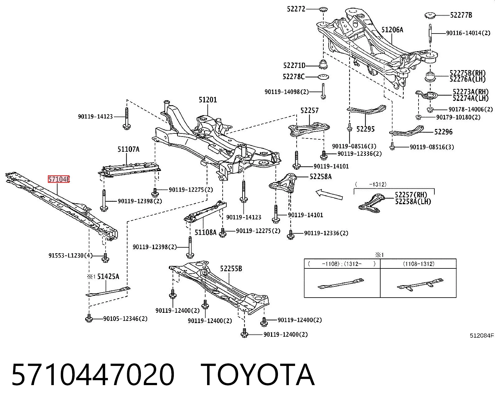 5710447020 Toyota Belka chłodnicy dolna